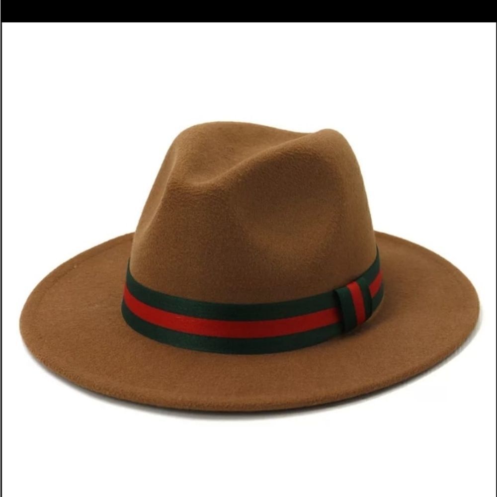 Tan Fedora Hat with Elastic Band